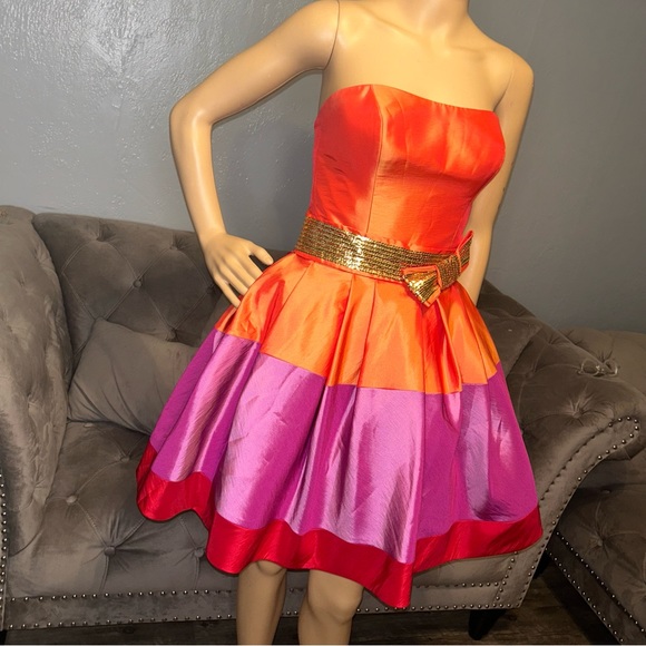 Love 16 Tangerine, Purple & Red Full Corset Strapless Prom Dress Size 02 - Picture 3 of 16